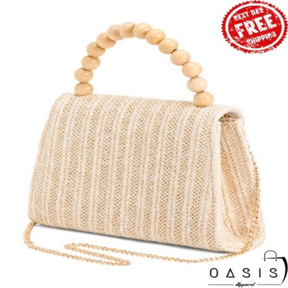 ALESSIA BIANCHI Striped Beaded Top Handle/ Women\'s Bag